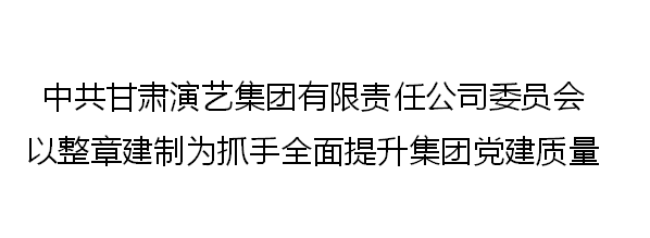 中共甘肅演藝集團(tuán)有限責(zé)任公司委員會(huì)以整章建制為抓手全面提升集團(tuán)黨建質(zhì)量