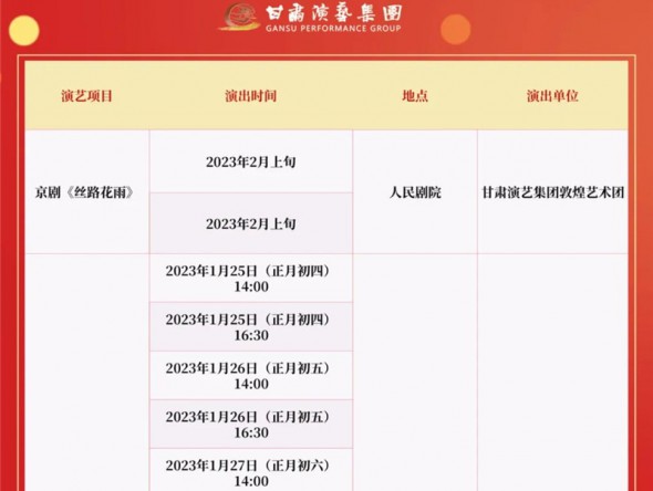 2022年12月31日—2023年2月5日 | 甘肅演藝集團(tuán)2023年新春演出季重磅來襲！